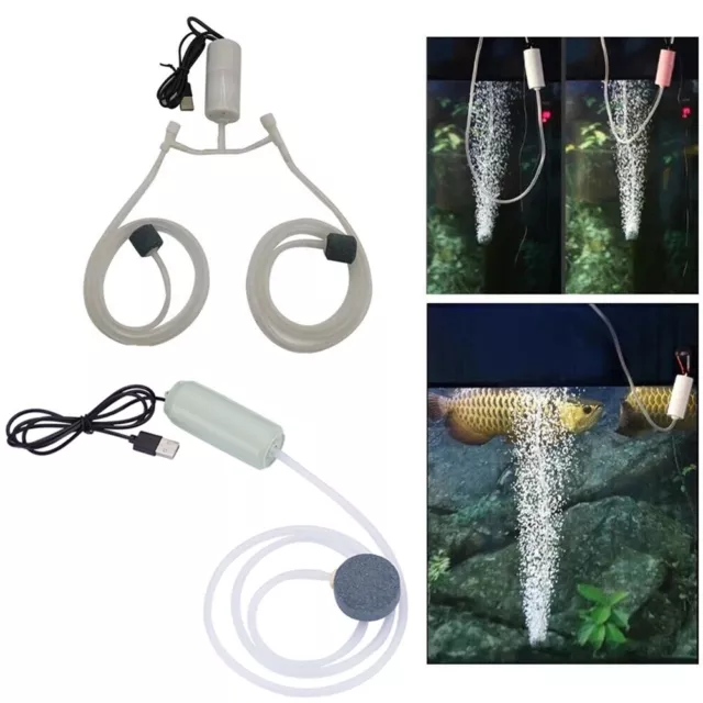 Aquarium Mini USB Air Pump Portable 1/2 Air Stone Fish Tank Oxygen Air Pump