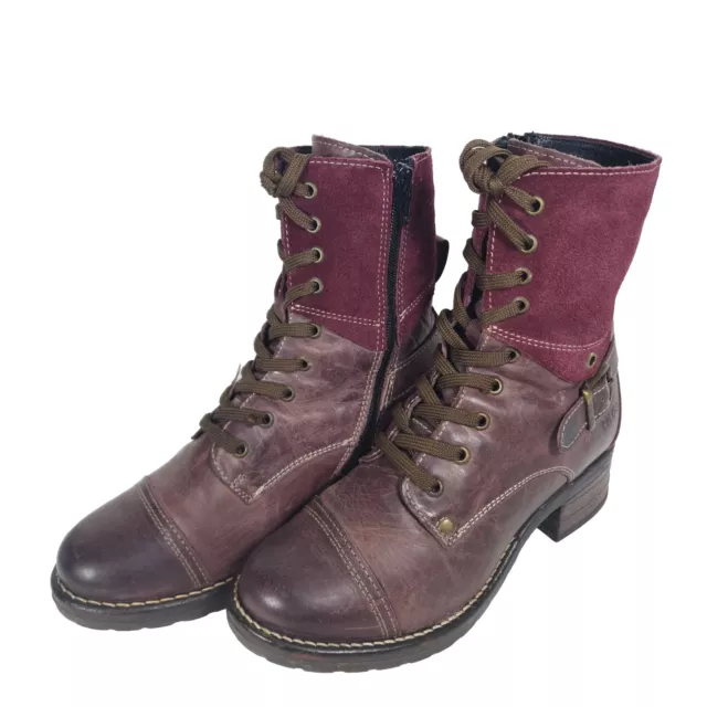 TAOS WOMEN S CRAVE US5 5 5 EU36 Burgundy Leather Side Zip Combat