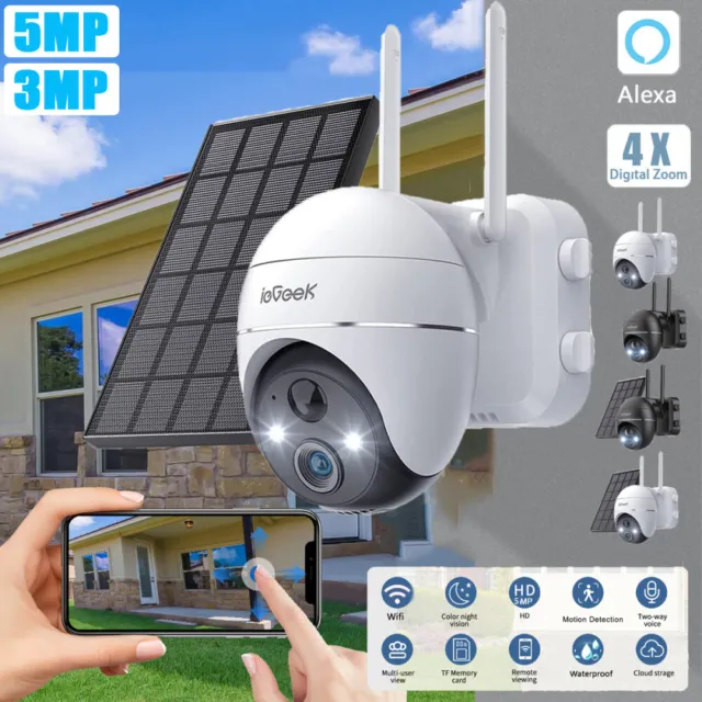 ieGeek 3MP 5MP Wireless Security Camera PTZ WiFi Battery Solar CCTV Home Outdoor