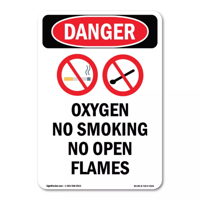 Oxygen No Smoking No ANSI Danger Sign Metal Plastic Decal