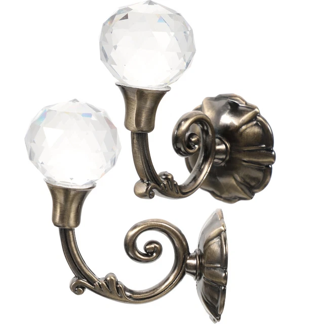 2pcs/Pair High Grade Vintage Crystal Ball Holdbacks Curtain Clothes Hook