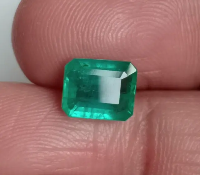 Natural Green Emerald Octagon Cut Untreated Unheated Loose Gemstone 1.68 Cts