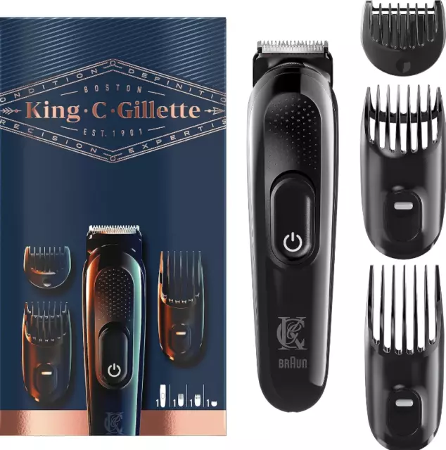 King C. Gillette Tondeuse à Barbe Sans Fil Rechargeable Gilette 3 Sabots Homme