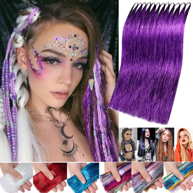 Sparkle Hair Tinsel Holographic Glitter Extensions Highlights False Hair  Pieces