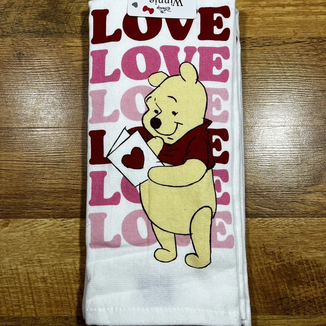 Paquete de 2 toallas de mano de cocina Disney Winnie the Pooh Día de San Valentín amor amor amor amor amor