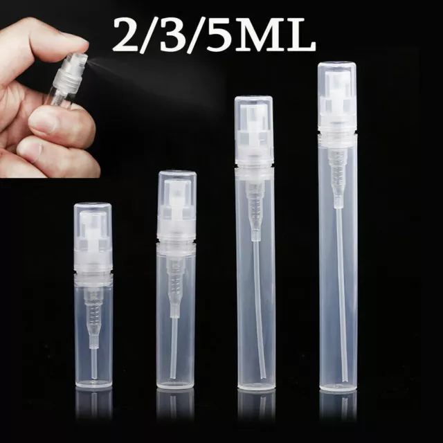 2/3/5ml Plastic Clear Mist Sprayer Bottles Perfume Containers Sample Empty Vials