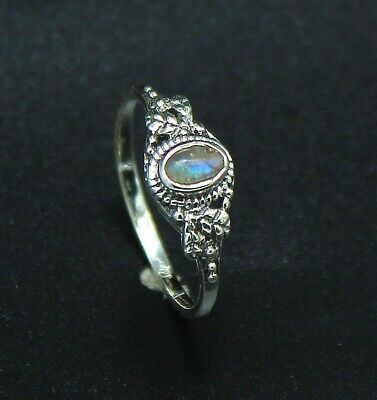 A+++Blue Fire Labradorite Gemstone 925 Solid Starling Silver Ring Sz 7 (8.65ct)