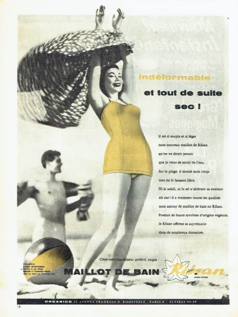 Publicité Advertising 097  1957  maillot de bain femme Rilsan Organico