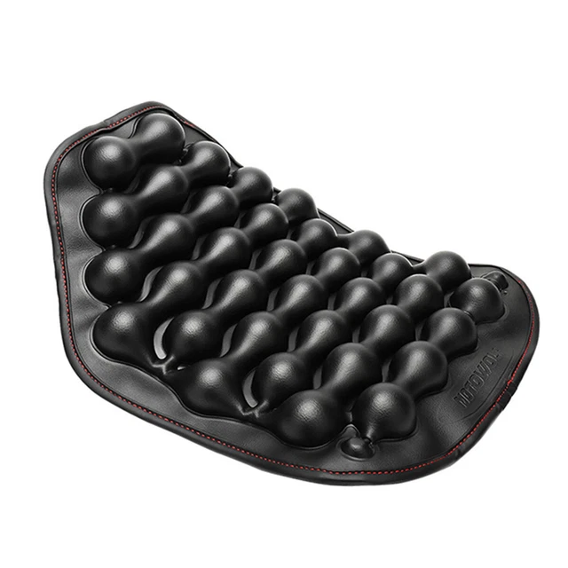 Black PU Leather Seat Cushion Cover Shock Absorb Pad Universal For Motorcycle