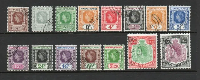 Leeward Islands Sg 126-40 1954 Q E Ii Definitive Set. Fine Used