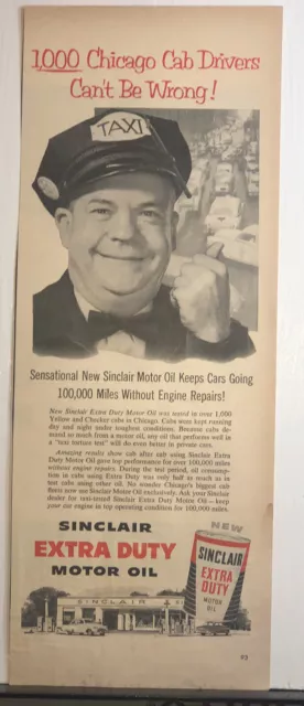 1954 Sinclair Dealer Gasoline Oil Ad 1000 Chicago Cab Drivers Can't be Wrong