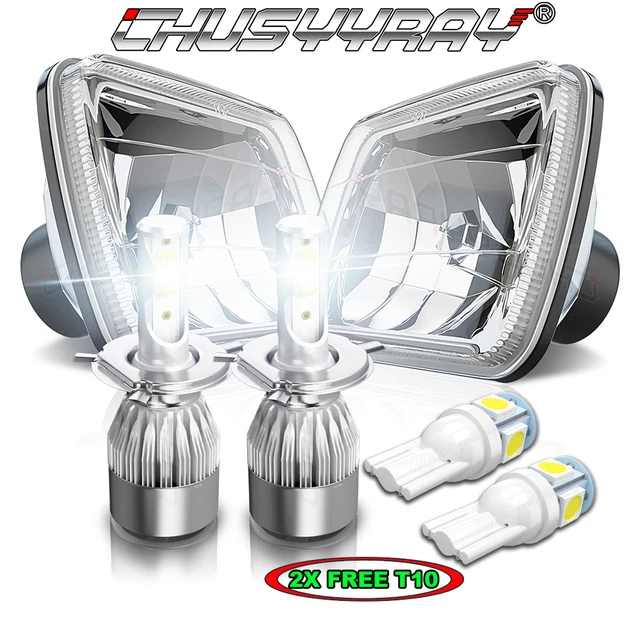 Pair For Jeep Cherokee XJ 1984-2001 Wrangler YJ 1986-1995 5x7" 7x6 Led Headlight