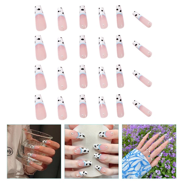 24Pcs Delle donne Falso Mucca Stampato Unghie Donne Unghie Finte