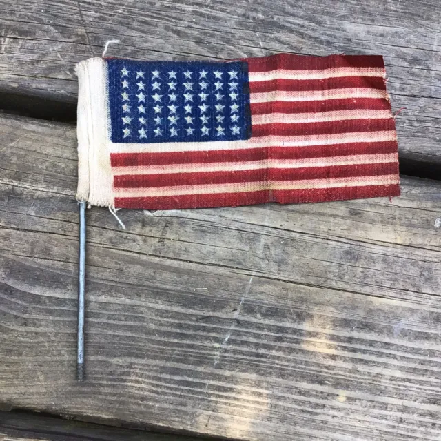 Small Vintage American Flag 6.25” x 3” Linen Type Material Fab For Bear Displays