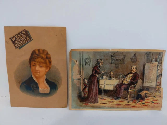 Set of 2 Wells' Health Renewer Ads Quack Medicine Impotence Dyspepsia Weaknesses