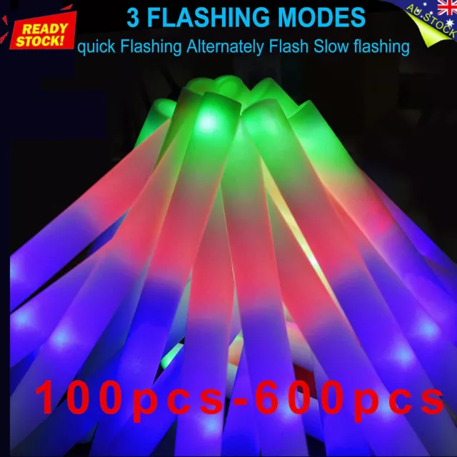100 Pack Foam Sticks LED Flashing Wedding Glow Sticks Party Light Up Wands Baton
