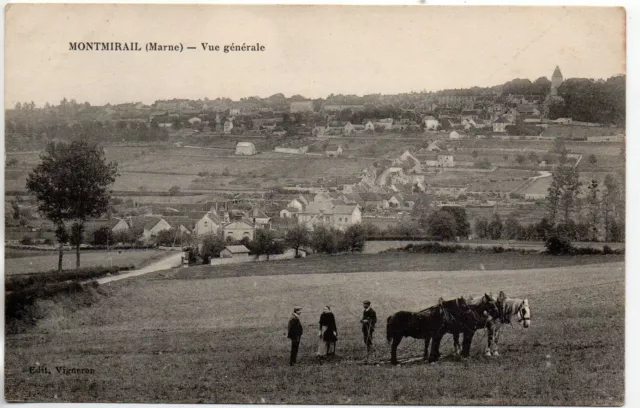 MONTMIRAIL - Marne - CPA 51 - general view - agricultural works
