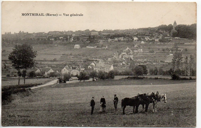 MONTMIRAIL - Marne - CPA 51 - vue generale - travaux agricoles