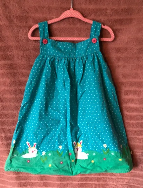 Girls 2-3 years FRUGI bunny pinafore dress. Perfect for easter. Blue/Green