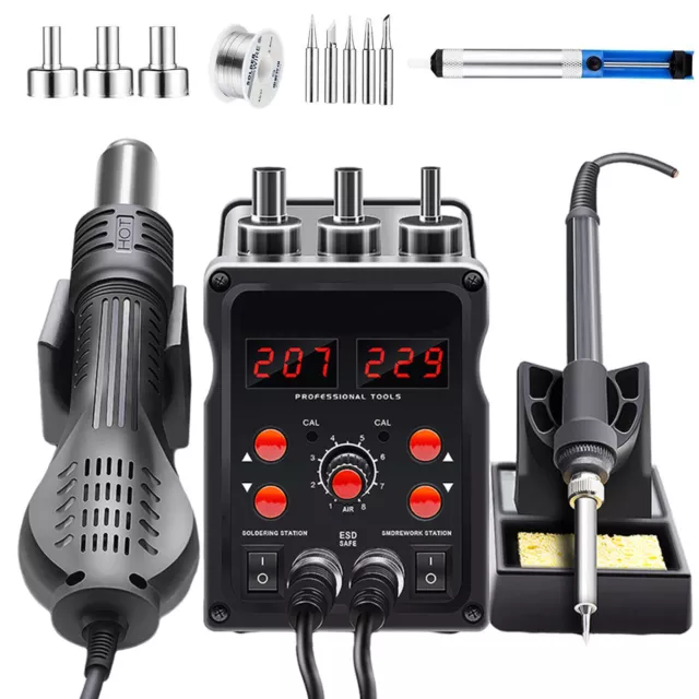 700W Hot Air Rework Soldering Iron Station Digital Soldering Station Black