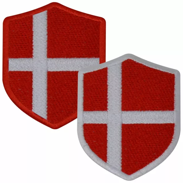 Aufnäher DÄNEMARK Wappen 7 x 5,6cm Bestickt Flagge Patch FanShirts4u