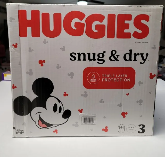 Huggies Snug & Dry Baby Diapers Size 3, 16-28lbs. 144 Count Triple Layer