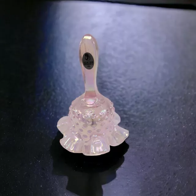 Fenton Art Glass Pink Opalescent Hobnail Pattern Bell