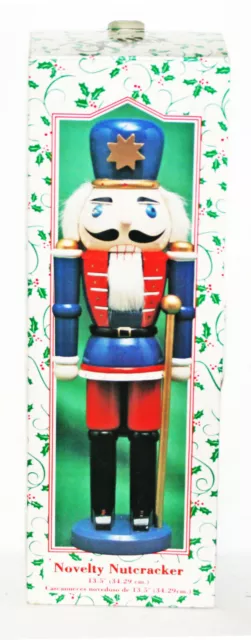 Nib Unused Nutcracker Nut Cracker Blue German Folklore Seiffen Germany Gold Star