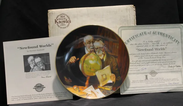 Edwin M. Knowles Newfound Worlds Rockwells Golden Moments Collector's Plate