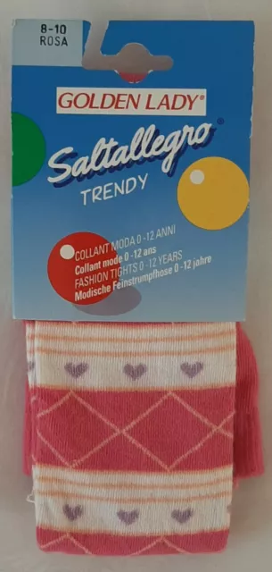 NUOVI collant calzamaglia rosa Golden Lady Saltallegro cotone bimba bambina 8/10