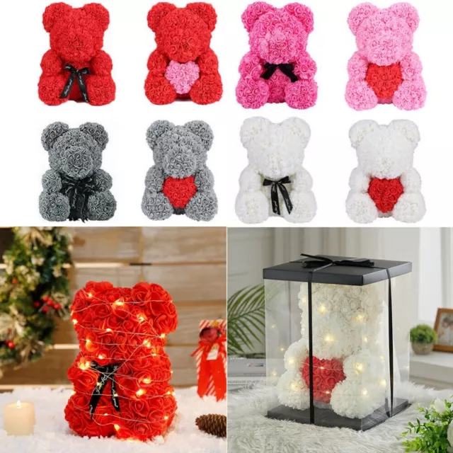 40cm Foam Rose Flower Teddy Bear Doll Wedding Birthday Gifts Container Gift Box