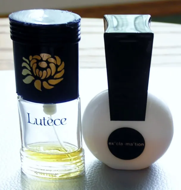 Vtg perfumes -Lutece (1/4) .20  Houbigant - Exclamation!  (1/2) of .5 fl oz Coty