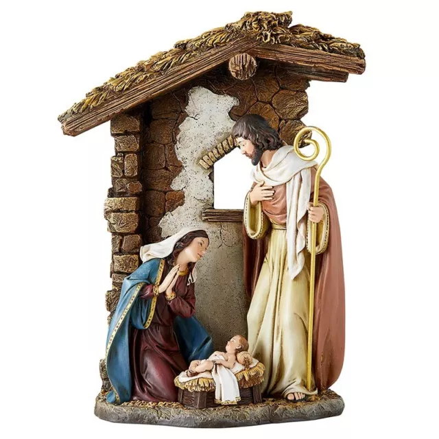 Holy Family Mary Jesus and Joseph in Stable Statue Christmas Home Decor 10 In