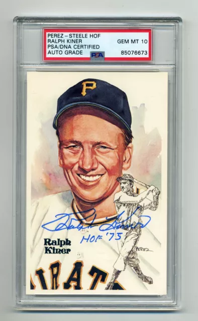 Superb Ralph Kiner Gem Mint 10 Psa/Dna Signed  Perez Steele Post Card