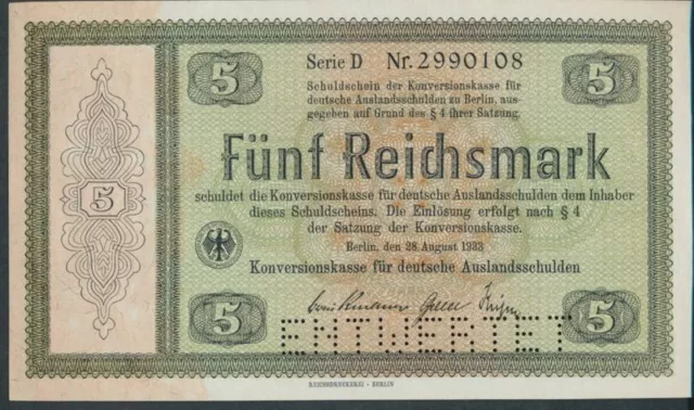 Banknoten Deutsches Reich Rosenbg: 700E1 mit Perforation ENTWERTET,Konver (10298