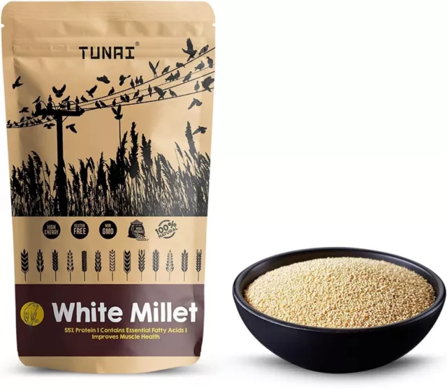 Alimento para pájaros White Millets |450g|Semillas para canarios, pinzones,...