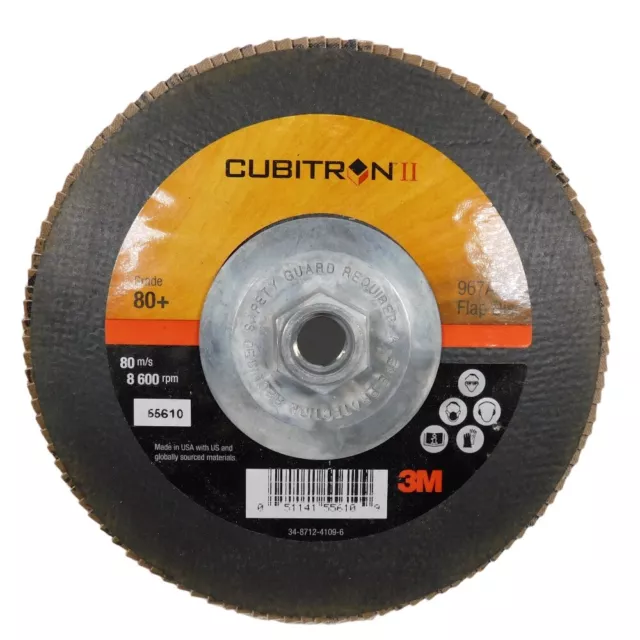 3M 55610 7" x 5/8-11" Type 27 Grit 80 Cubitron Flap Disc (Box of 5)