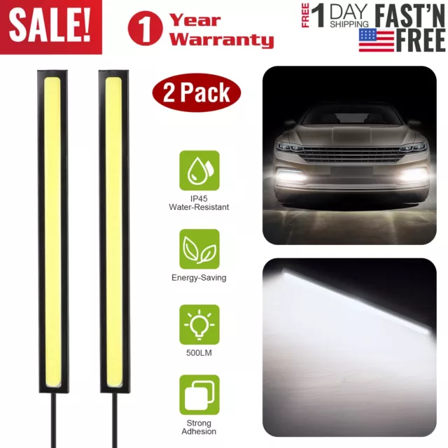 2X COB LED Waterproof Daytime Running Lights Car Fog Driving DRL Lamp White 12V