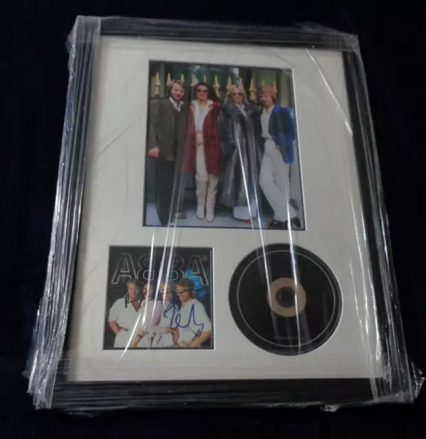 Abba Framed Mount  With  Signed Cards Obtained In Person