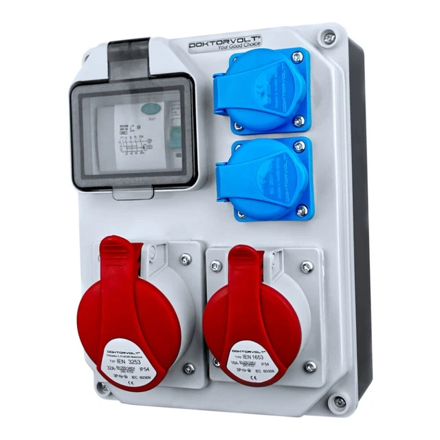 Buyweek Distributore Di Corrente 2 Vie Con RCD 50A – Quadro Elettrico IP54 Con Prese Schuko - 4
