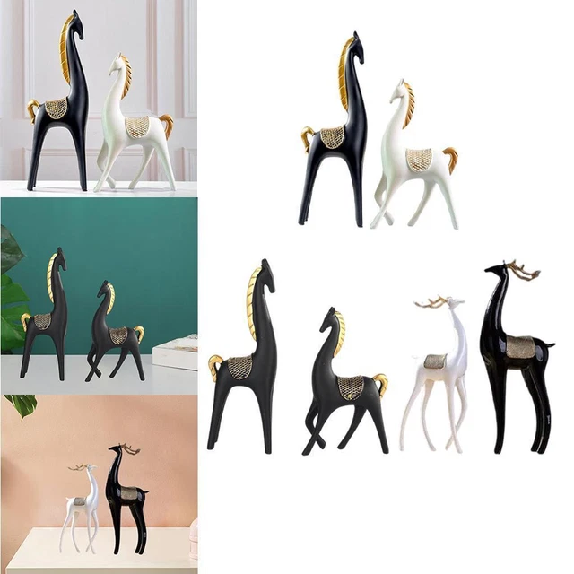 2x Modern Animal Statue Sculpture Figurine Resin Art for Living Room Desktop