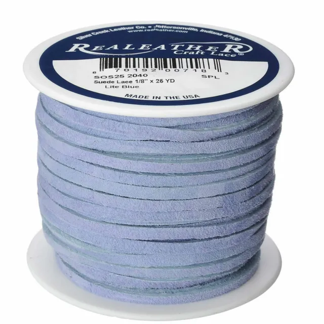 Suede Craft Lace Lite Blue 1/8" x 25 Yards Silver Creek
