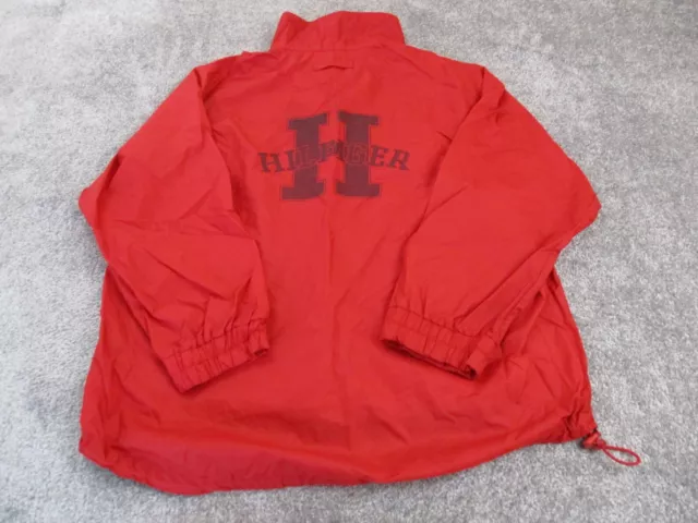 Vintage Tommy Hilfiger Jacket Mens Large 90s Red Logo Windbreaker