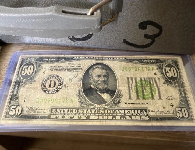 $50 1934 Federal Reserve Note Green Seal Cleveland D00796178A
