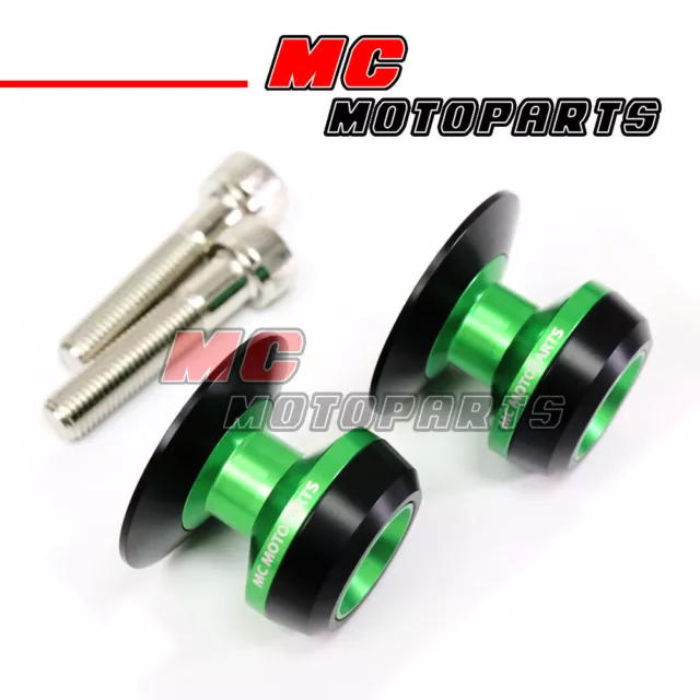 Green Twall Racing M10 Swingarm Spools Sliders For Kawasaki ZZR600 97 98 99 00