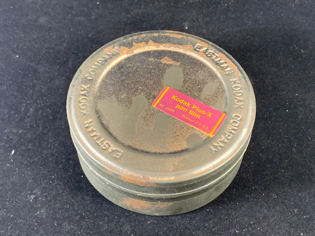Vintage Kodak Film Canister 4” x 1 5/8” Metal With Plus X Pan Film