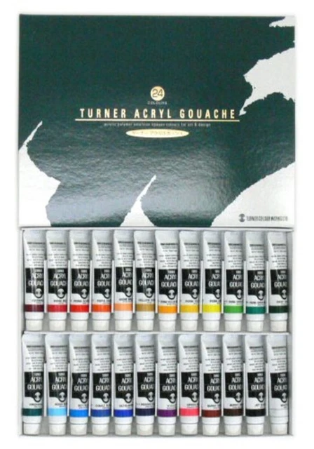 Turner color Acryl Gouache 24 Farben Schule Set AG24C 11ml F/S W/Tracking # Neu
