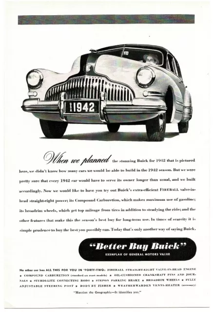 1942 Buick Roadmaster two-tone 4-door sedan vintage print ad