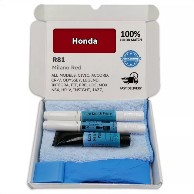 R81 Milano Red Touch Up Paint for Honda CIVIC ACCORD CR V ODYSSEY LEGEND INTEGR
