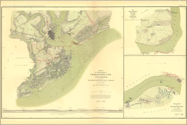 Poster, Many Sizes; Civil War Map Of Charleston South Carolina , Belmont  1861